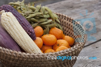 Fruits In The Basket Stock Photo