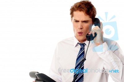Frustrated Business Executive Shouting Stock Photo