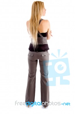 Full Back Pose Of Blond Female Stock Photo