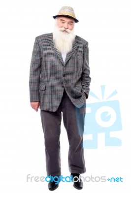 Full Length Portrait Of An Old Man Stock Photo