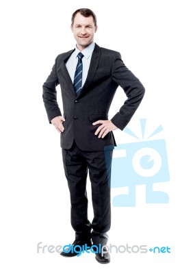 Full Length Portrait Of Smart Businessman Stock Photo