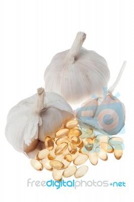Garlic Oil Soft Capsule Stock Photo