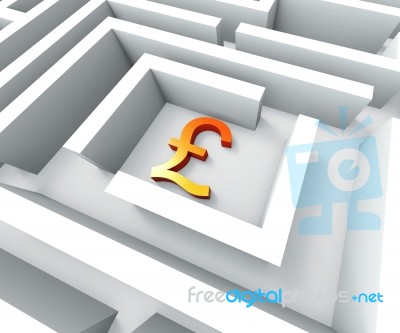 Gbp Currency In Maze Shows Finding Pounds Stock Image