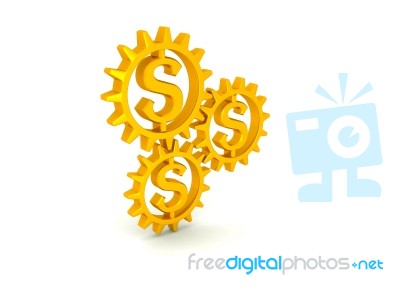 Gears With Dollar Stock Image
