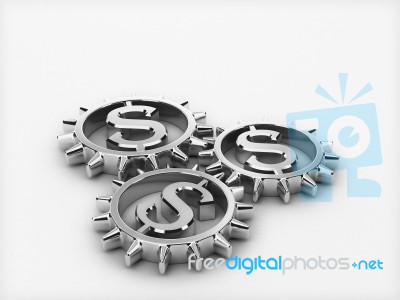 Gears With Dollar Stock Image