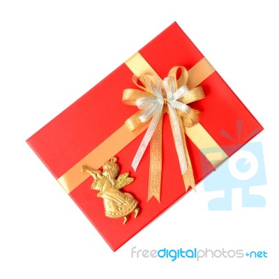 Gift Box With Little Angel Stock Photo