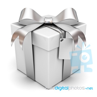 Gift Box With Silver Ribbon Stock Image