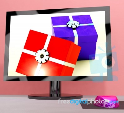 Gift Purchases Or Computer Greetings Online Stock Image