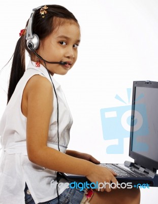 Girl Chatting On Internet Stock Photo