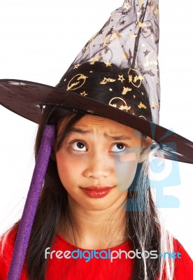 Girl Dressed As Witch Stock Photo
