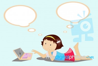 Girl Playing With Her Laptop Stock Image