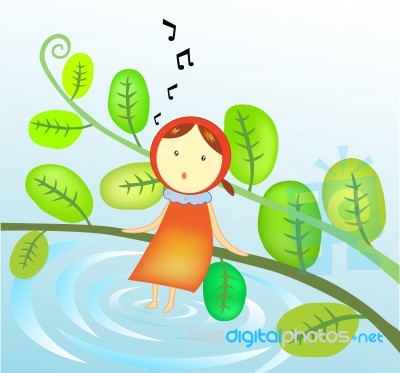 Girl Singing In The Garden Stock Image