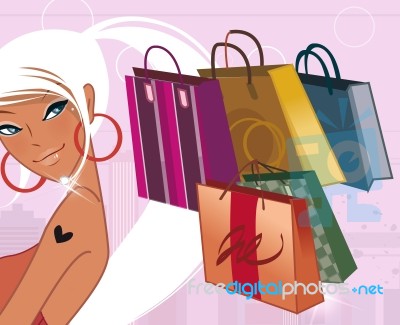 Girls Shopping Stock Image