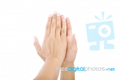 Give Me Five Gesture Stock Photo