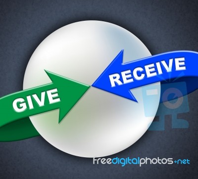 Give Receive Arrows Represents Present Donate And Take Stock Image