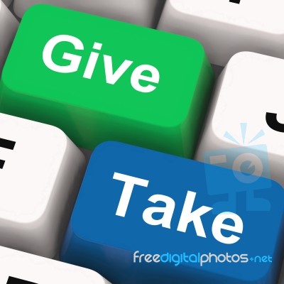 Give Take Keys Show Generous And Selfish Stock Image