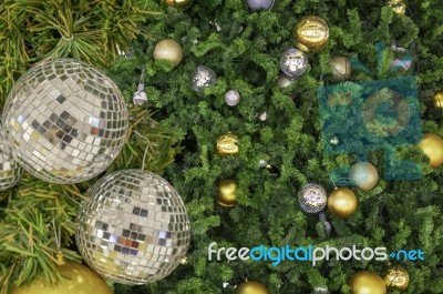 Glass Ball Ornaments On A Christmas Tree With Clipping Path Stock Photo