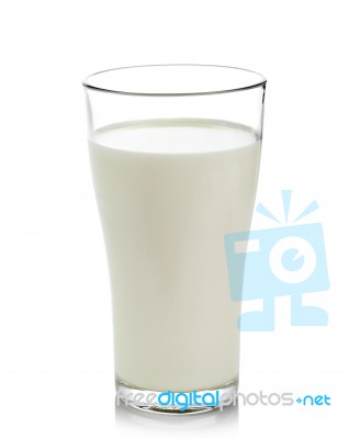Glass Of Milk Isolated On White Background Stock Photo