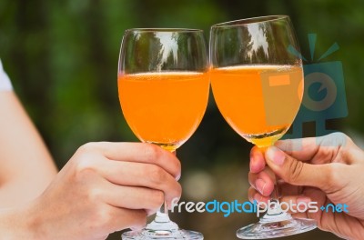 Glass Of Orange Juice Celebrate Stock Photo