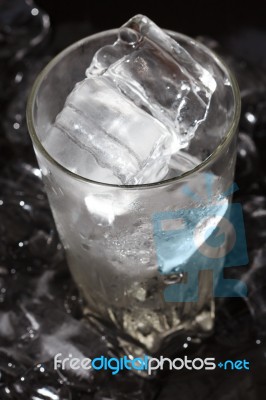 Glass With Ice Cubes Stock Photo