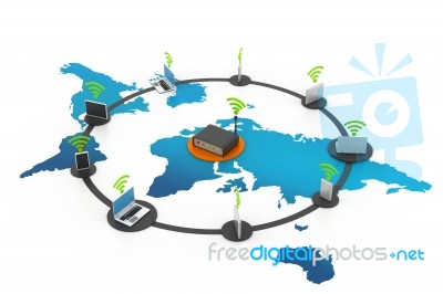 Global Network Devices Stock Image