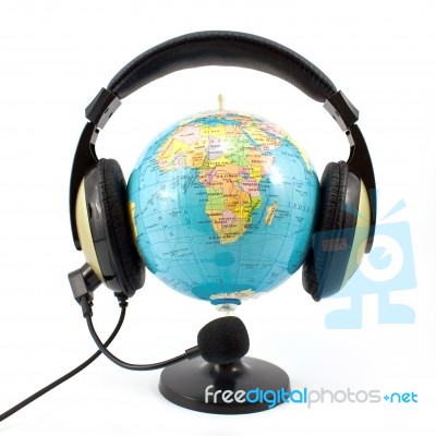 Globe And Headphone Stock Photo
