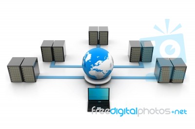 Globe And Network Server Stock Image