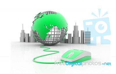 Globe Connecting With Mouse Stock Image