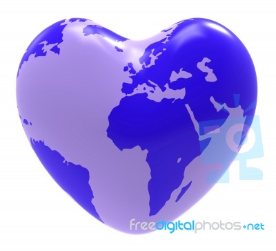 Globe Heart Indicates Valentine Day And Globalisation Stock Image