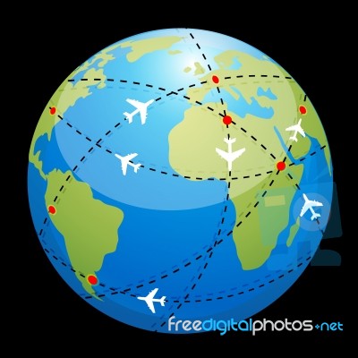 Globe With Air Route Stock Image