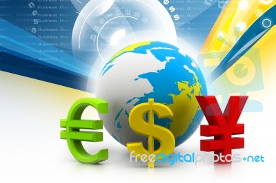 Globe With Currency Symbols Stock Image