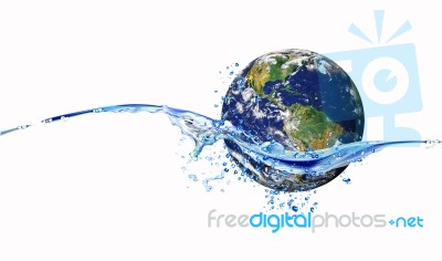 Globe With Splashing Water Stock Photo