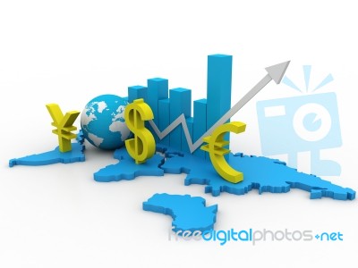 Globe, World And Chart Business Graph Concept Stock Image