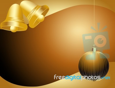 Gold Christmas Bells And Bauble Stock Image