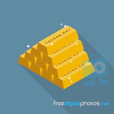 Gold Ingots Flat Icon Stock Image
