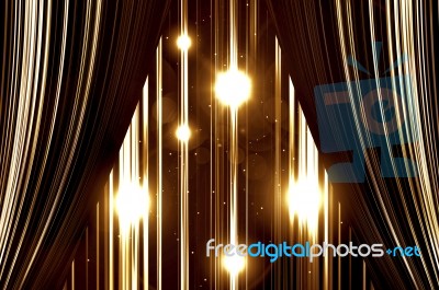 Gold Stage Curtain Stock Photo