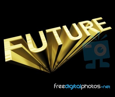 Golden 3d Future Text Stock Image