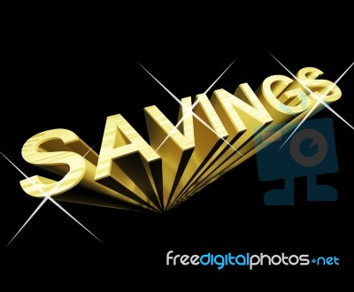 Golden 3d Savings Text Stock Image