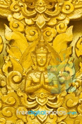 Golden Buddha Stucco Stock Photo