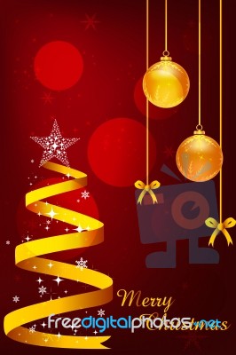Golden Christmas Card Stock Image