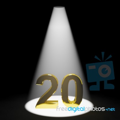 Golden Number 20 With Spotlit Stock Image