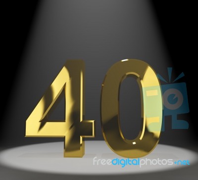 Golden Number 40 With Spotlit Stock Image