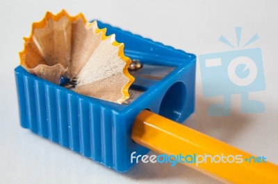 Golden Spiral With Pencil Sharpeners Stock Photo