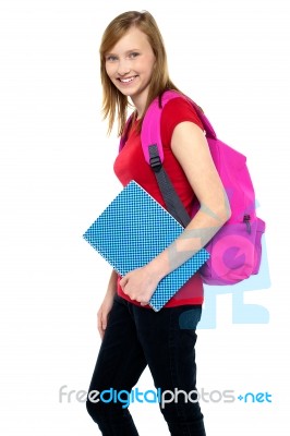 Good Looking Young Girl Leaving For College Stock Photo