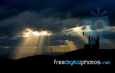 Gothic Abbey Kite Stock Photo