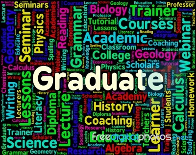 Graduate Word Indicating Degree College And Text Stock Image