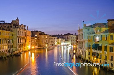 Grand Canal At Night Stock Photo