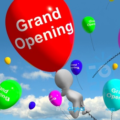 Grand Opening Balloons Shows New Store Launching Stock Image