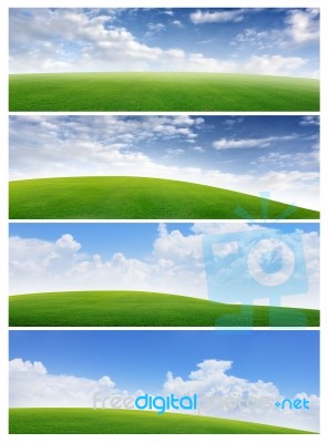 Grass And Blue Sky Banners Stock Photo