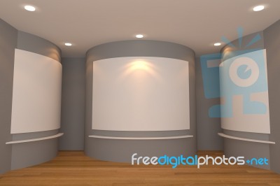 Gray Room With Gallery Stock Image